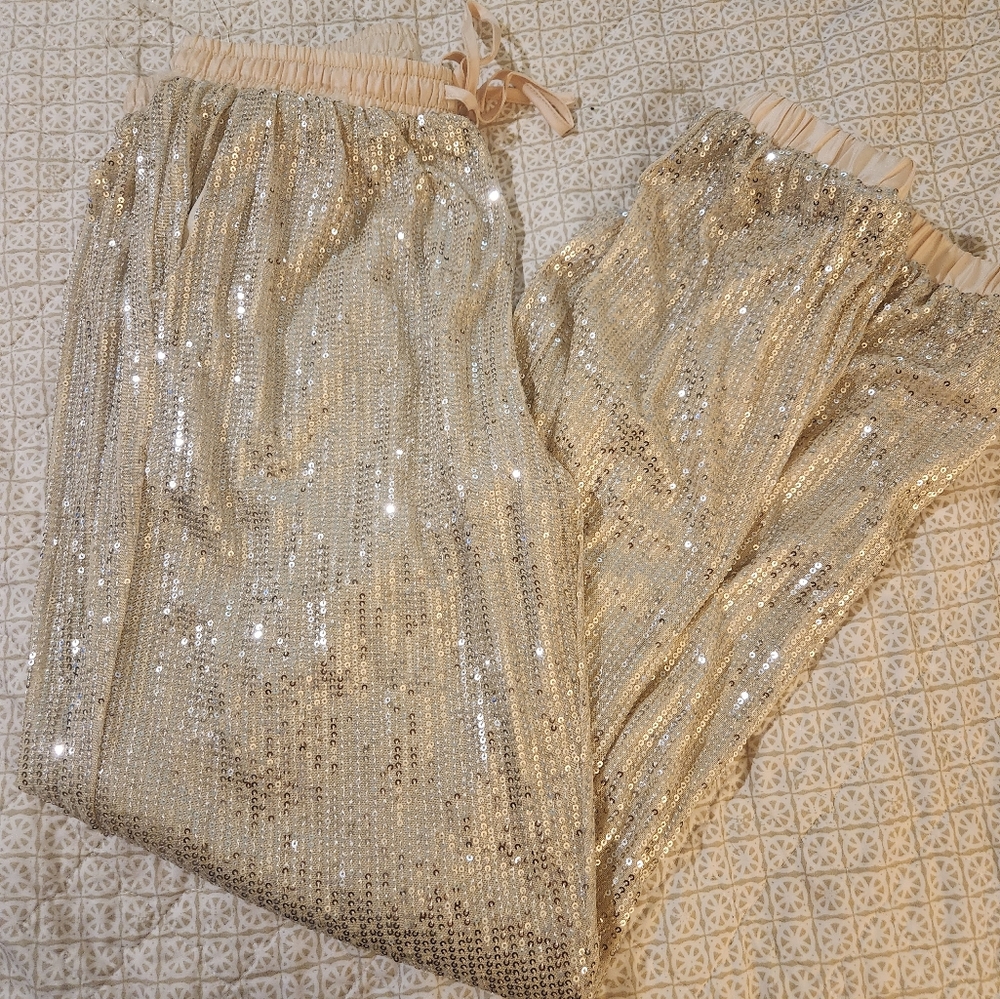 Silver/Creme  Sequins Joggers